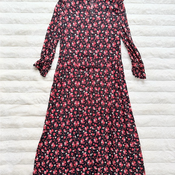 ZARA BLACK FLORAL MAXI DRESS LONG SLEEVE BOHO MIDI MAXI SIZE S - Picture 3 of 9